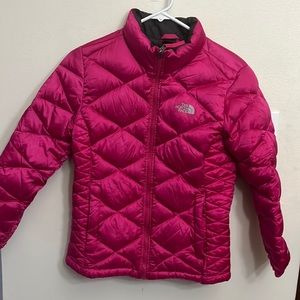 The North Face Pink Puffer Quilted Jacket Girls Large 14/16 Zip Up
